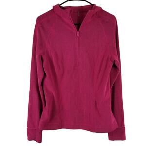 Zella Athletic Athleisure Winter Pink Hooded Fold Over Hand Warmer Sweatshirt S